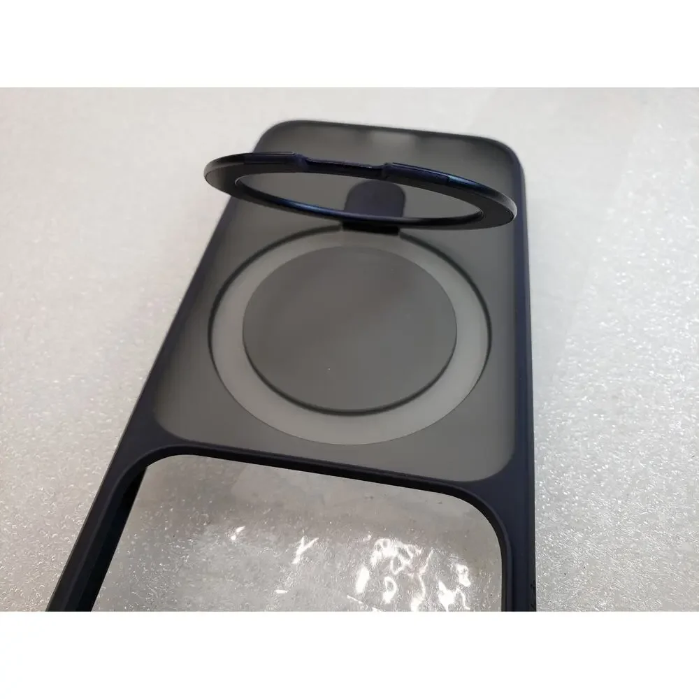 TORRAS Magnetic Stand Case for iPhone 17 Pro – Navy Blue / Matte Frosted Clear